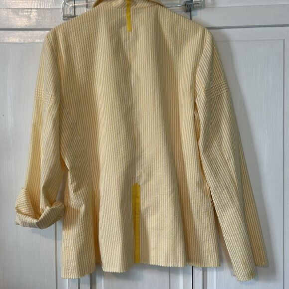 Lia Kes Yellow Seersucker Women's Blazer - Size 10 - Picture 7 of 10